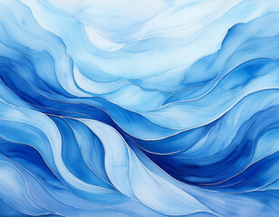 Obraz premium Fluid blue shapes stand out against the dark. Premium modern and clean blue wave