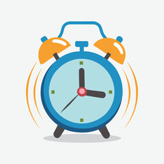 Alarm clock ringing illustration. flat style clock vector illustration. cute clock vector 