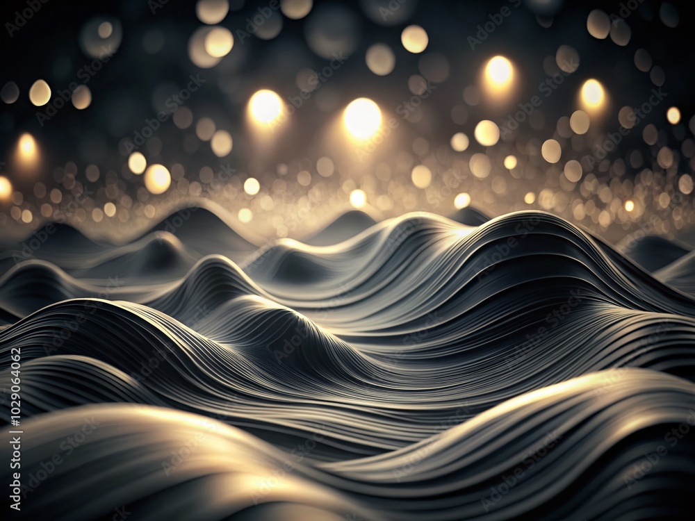 Poster monochrome dark wavy texture with bokeh effect for artistic background design