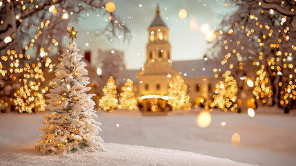 Obraz premium Merry Christmas and Happy New Year background. Xmas banner holiday poster. Festive bright winter design