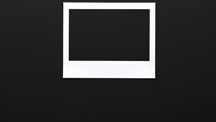 Single horizontal Polaroid frame centered on black background, Generative AI