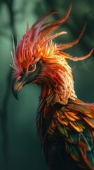 Mystical phoenix profile, 4K hyperrealistic photo