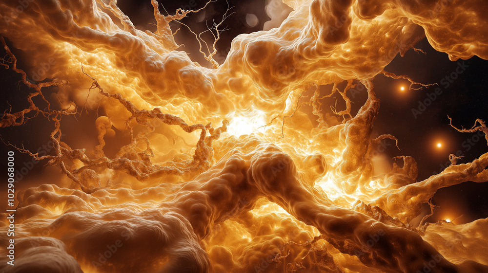 Poster a vibrant explosion of energy and light, showcasing intricate patterns and textures