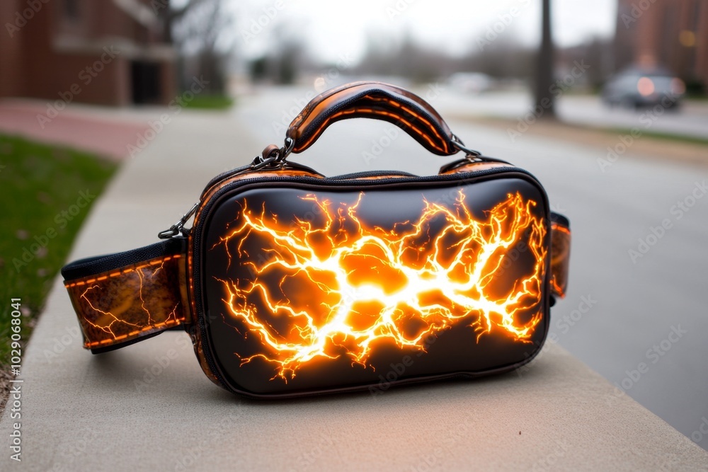 Poster a magical fanny pack that expands into a full-size adventure bag, glowing with ethereal light as it 