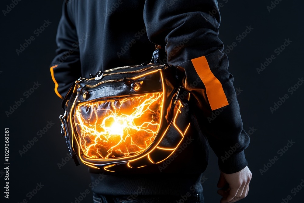 Poster a magical fanny pack that expands into a full-size adventure bag, glowing with ethereal light as it 