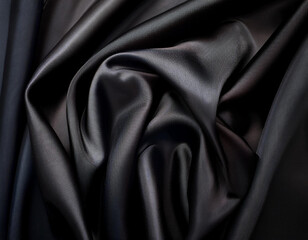 Obraz premium Abstract texture of natural black or dark gray color fabric as concept background. Fabric texture of natural cotton or linen, silk or satin, wool or jersey textile material. Luxurious dark background.