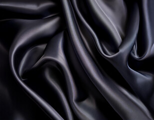 Obraz premium Abstract texture of natural black or dark gray color fabric as concept background. Fabric texture of natural cotton or linen, silk or satin, wool or jersey textile material. Luxurious dark background.