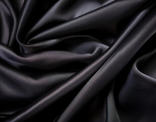 Abstract texture of natural black or dark gray color fabric as concept background. Fabric texture of natural cotton or linen, silk or satin, wool or jersey textile material. Luxurious dark background.