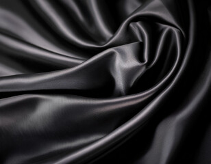 Fototapeta premium Abstract texture of natural black or dark gray color fabric as concept background. Fabric texture of natural cotton or linen, silk or satin, wool or jersey textile material. Luxurious dark background.