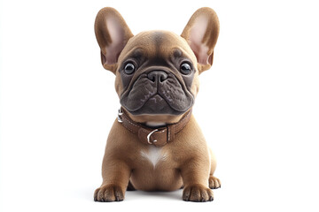 Fototapeta premium Cute French Bulldog: A French Bulldog with its ears up, sitting with a curious expression against a white background