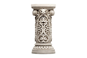 Naklejka premium A detailed image of an ornate stone column with floral design, classic elegant look and could be used for a variety of design purposes