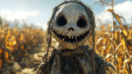 Obraz premium Creepy Scarecrow in a Cornfield