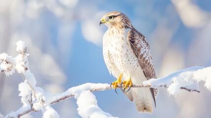 Majestic Hawk Hunting in Winter - Ultra-Detailed Wildlife Photography with Cinematic Light