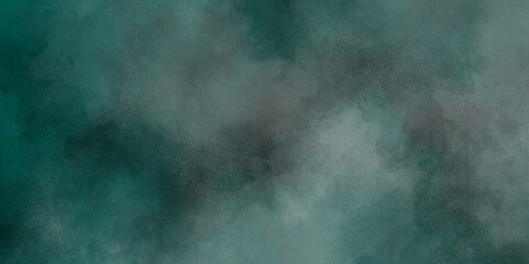 Green background with elegant vintage texture. Smoke in the dark. Abstract watercolor background with splashes. abstract cloud and vapor texture background. Teal color powder explosion .