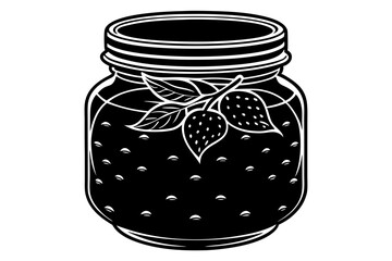 Black and white jam jar silhouette vector illustration