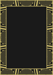 Golden ornamental frame A4 with vintage pattern. Version 12. Vector illustration