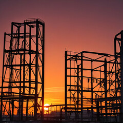 power lines at sunset