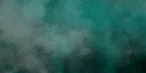 Green background with elegant vintage texture. Smoke in the dark. Abstract watercolor background with splashes. abstract cloud and vapor texture background. Teal color powder explosion .
