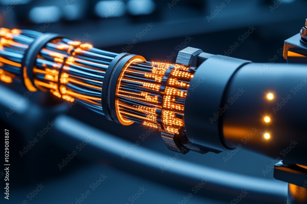 Poster fiber optic cables running under a city, with glowing strands of light symbolizing the flow of data 