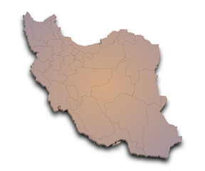 3d Map of Iran country with color. middle East, ir, Iran country map