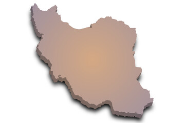 3d Map of Iran country with color. middle East, ir, Iran country map