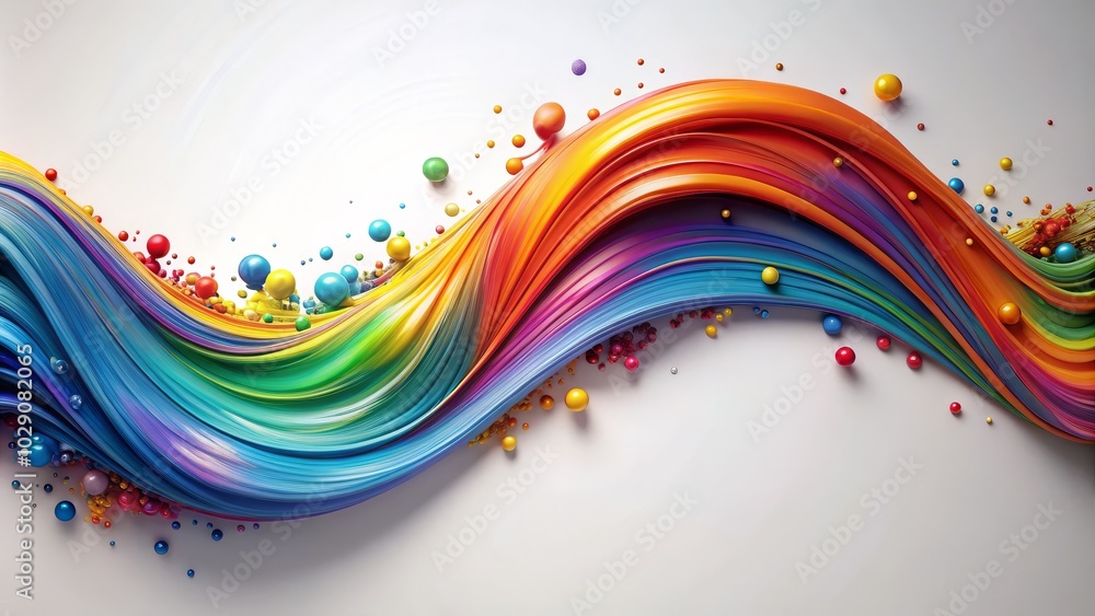 Aufkleber a lively arrangement of curves and paint drops creating a colorful pattern over a white canvas.
