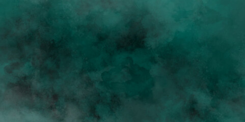 Green background with elegant vintage texture. Smoke in the dark. Abstract watercolor background with splashes. abstract cloud and vapor texture background. Teal color powder explosion .