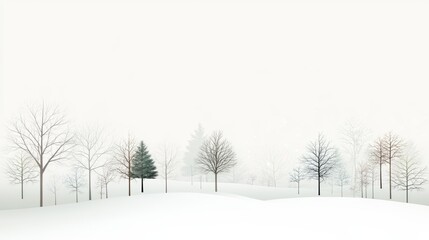 Winter landscape with trees in soft tones