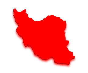 neon red Iran country map.