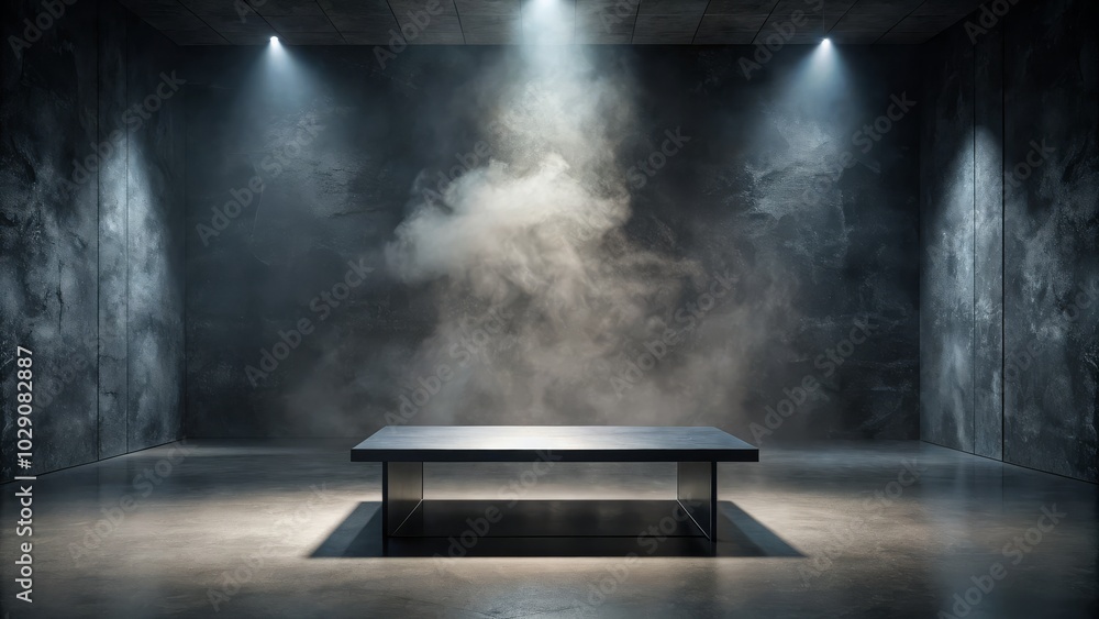 Aufkleber atmospheric display area emphasizing a shadowy environment and gritty concrete backdrop.