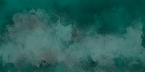 Green background with elegant vintage texture. Smoke in the dark. Abstract watercolor background with splashes. abstract cloud and vapor texture background. Teal color powder explosion .