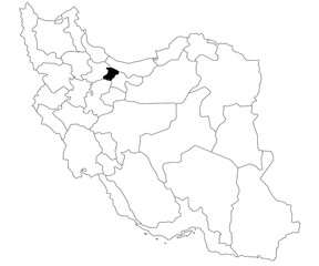 Map of alborz province in Iran country on white background. Single province map highlighted by black colour on Iran map. Middle East, ir