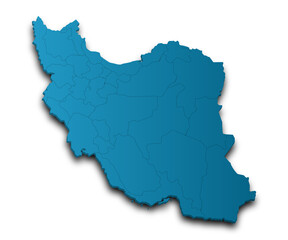 Obraz premium 3d Map of Iran country with color. middle East, ir, Iran country map