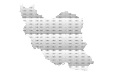 dotted Iran solid map. Iran folded map. steel map