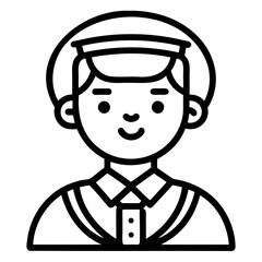 Graduate icon, Simple icon representing a graduate with a cap and gown, Student icon or logo design Line art vector silhouette.