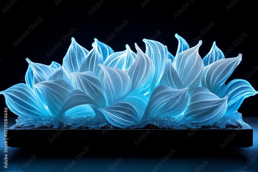Poster Minimalist silhouette of frost on a window, with abstract, flowing lines representing the delicate, icy patterns in a clean, simple composition