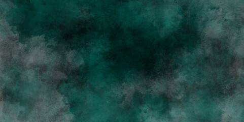 Green background with elegant vintage texture. Smoke in the dark. Abstract watercolor background with splashes. abstract cloud and vapor texture background. Teal color powder explosion .