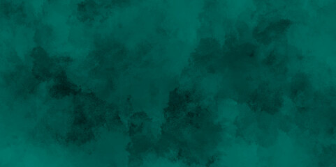 Green background with elegant vintage texture. Smoke in the dark. Abstract watercolor background with splashes. abstract cloud and vapor texture background. Teal color powder explosion .
