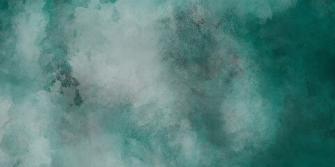 Green background with elegant vintage texture. Smoke in the dark. Abstract watercolor background with splashes. abstract cloud and vapor texture background. Teal color powder explosion .