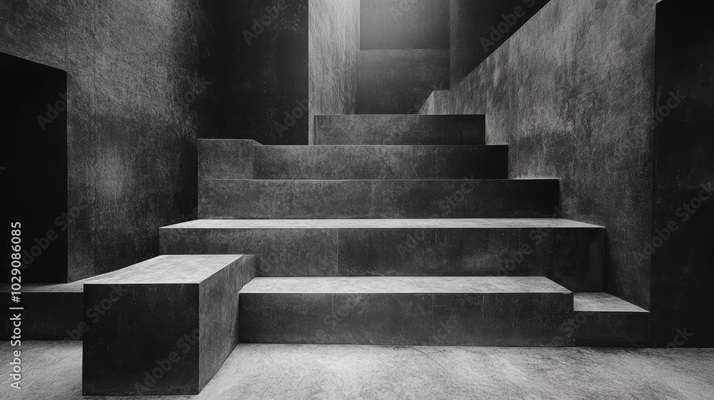 Poster staircase in monochrome architecture design