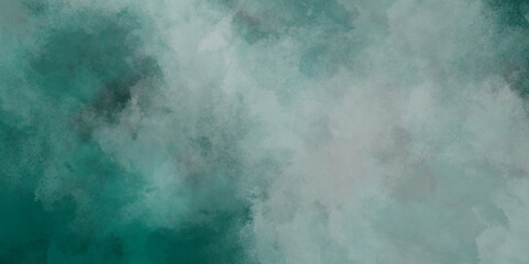 Green background with elegant vintage texture. Smoke in the dark. Abstract watercolor background with splashes. abstract cloud and vapor texture background. Teal color powder explosion .