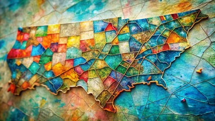 Fototapeta premium North Carolina Counties Map Conceptual Photography for Visual Learning and Education