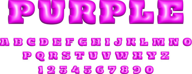 Glossy 3D pink bubble font in Y2K style. Playful design inspired by inflated balloon letters from the 2000s or 90s. Fashionable English type, suitable for children's books, games. Realistic vector.