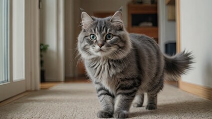 Blue siberian cat in the living room