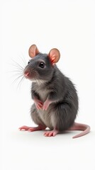 Hyperrealistic depiction of a rat on a white background