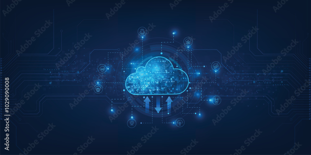 Poster cloud computing concept. abstract cloud connection technology background.