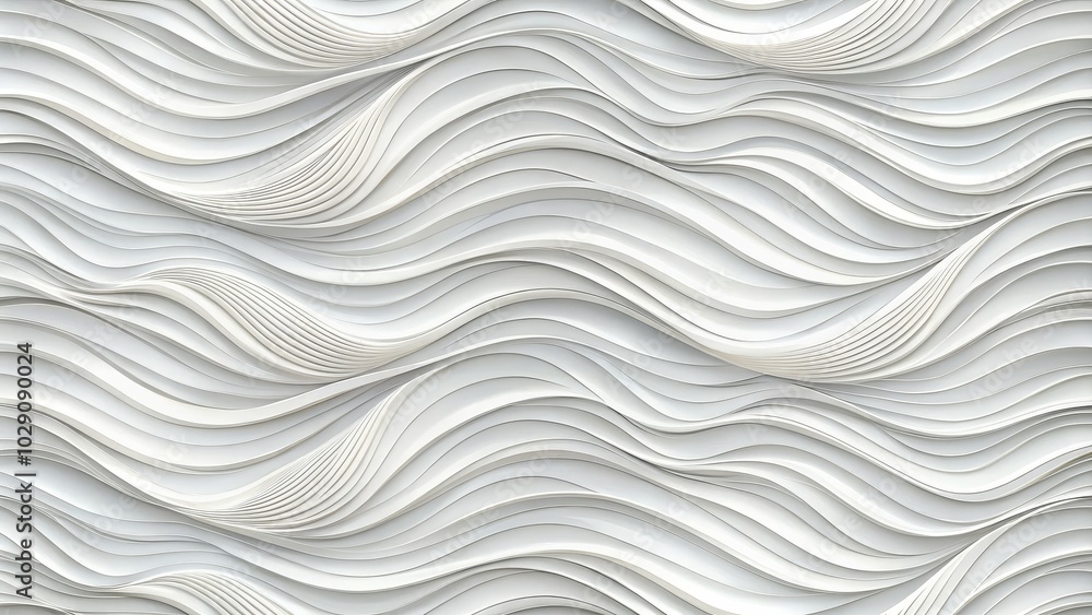 Aufkleber sophisticated seamless wave texture pattern in pure white for design applications.