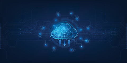 Cloud computing concept. Abstract cloud connection technology background.	
