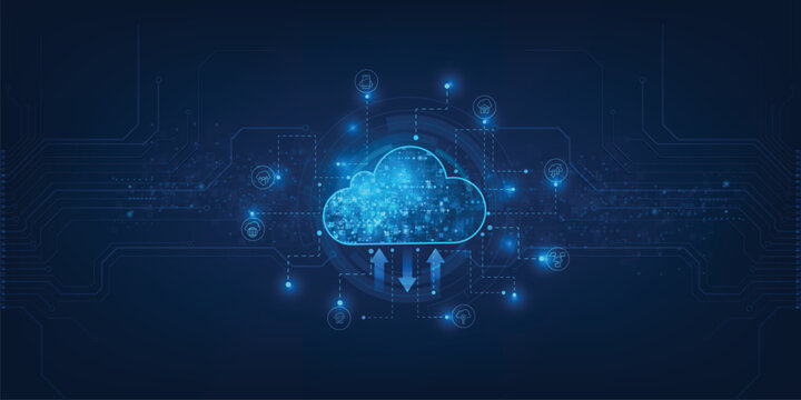 Cloud computing concept. Abstract cloud connection technology background.	