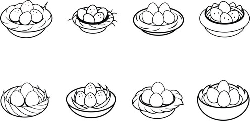 PrintBird Nest Eggs Collection Line Art Illustrations